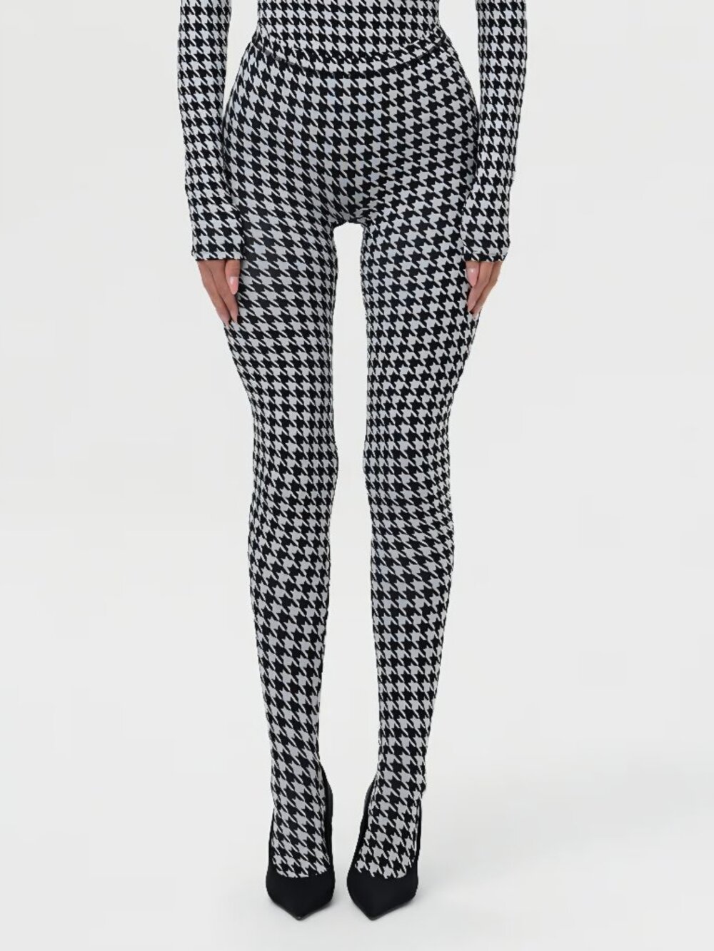 Naked Wardrobe Houndstooth Closed-Toe Leggings XS NWT